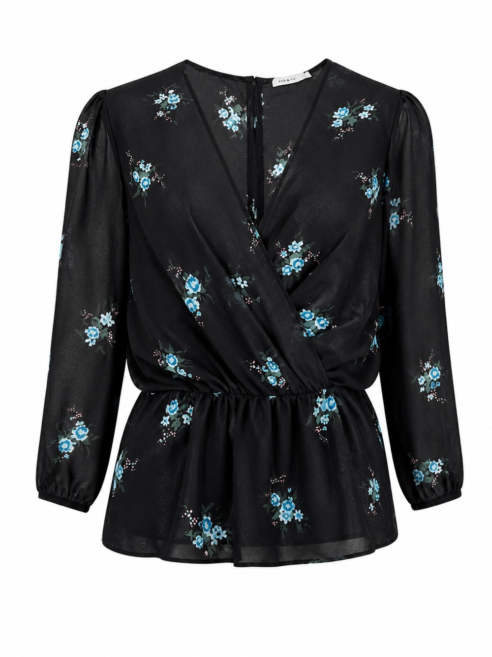 A.L.C. Blue Flower Black Silk Blouse